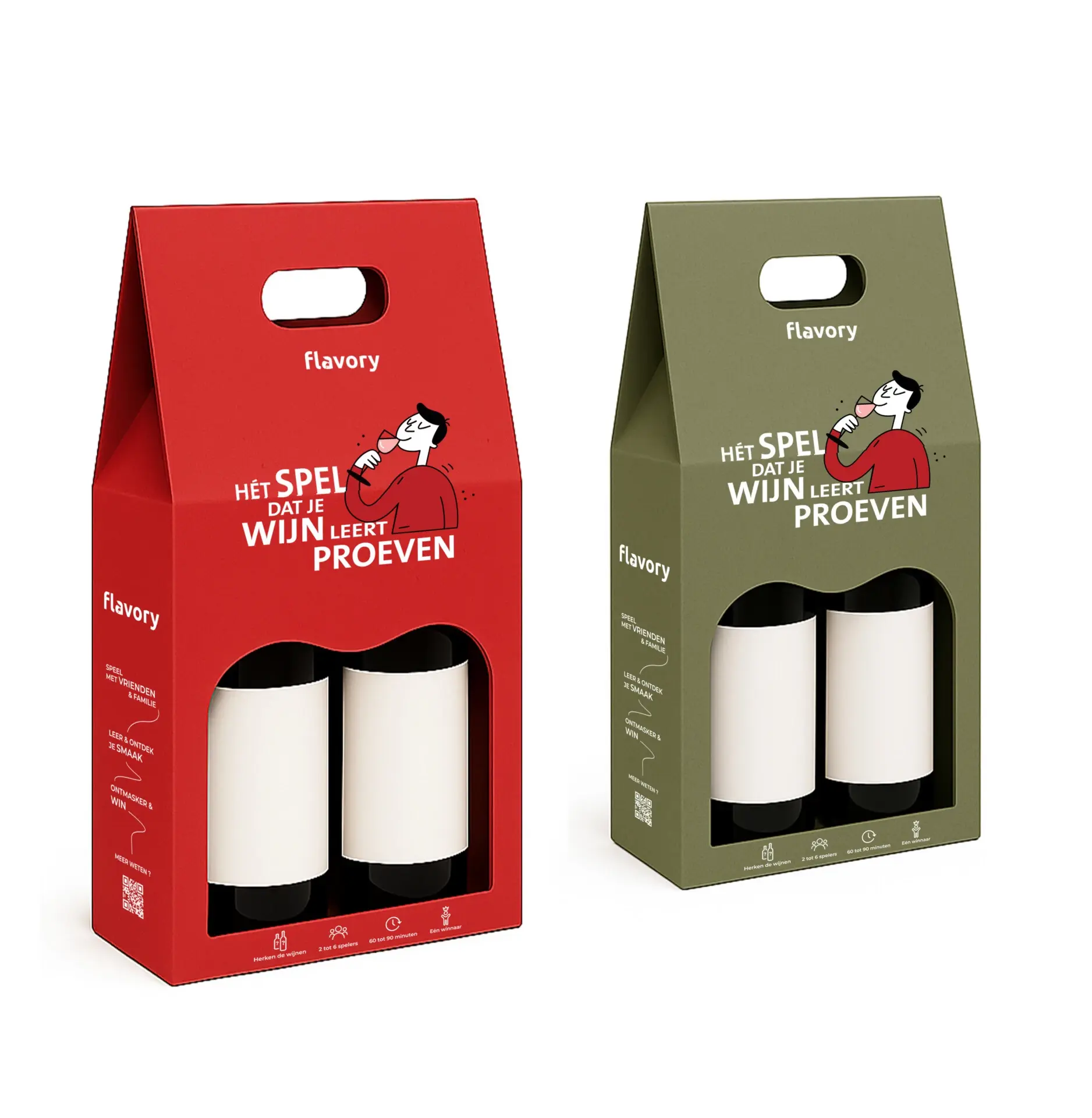 Flavory-wijnspellen in een winkelrek
